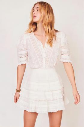 LOVESHACKFANCY - QUINCY DRESS - WHITE - 连身裙 - 白色