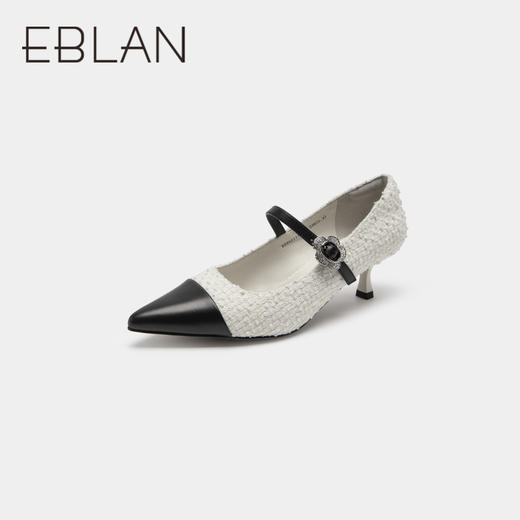 伊伴秋季女鞋小香风单鞋高跟鞋尖头气质通勤鞋细跟单鞋B23421178 商品图0