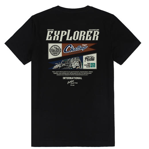 自由基地2023美式复古风格机车图案印花半袖T恤情侣短袖休闲体恤 NMT-2018 商品图3