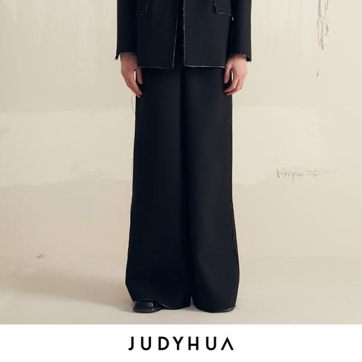 JUDYHUA 侧缝毛边设计直筒裤 商品图0