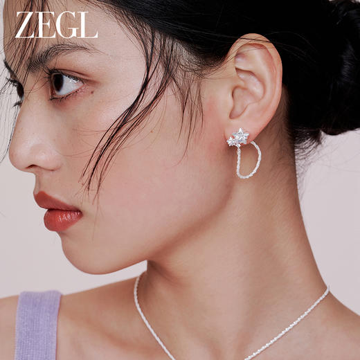 ZEGL设计师满天星系列锆石耳环女小众设计感高级耳钉甜美风耳饰品 商品图2