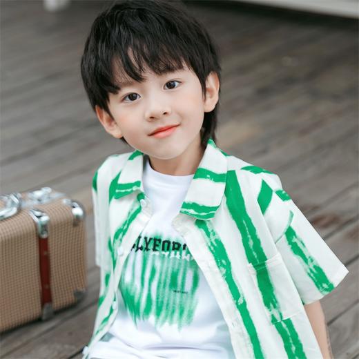 贝贝怡男童夏季衬衫套装新款儿童夏天短袖短裤上衣宝宝三件套232T2597 商品图2