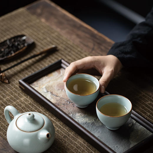 丰子汝窑 初圆杯2入 茶杯单杯手工汝瓷茶具陶瓷开片品茗杯初圆对杯 商品图2