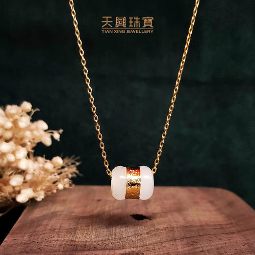 和田玉转运珠路路通项链金镶玉吊坠送S925纯银项链端午安康 商品图0