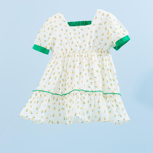 贝贝怡童装女童小清新短袖连衣裙夏季新款女孩纯棉碎花裙洋气裙子 商品图8