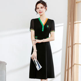 夏季新款，短袖裙时尚气质女装中长款打底A字裙黑色连衣裙QYM-JJ-GQ1026-Y