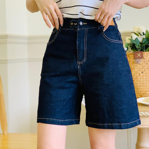 【百图lulu定制】【牛仔中裤】优质弹力棉 薄款 牛仔中裤 商品图0