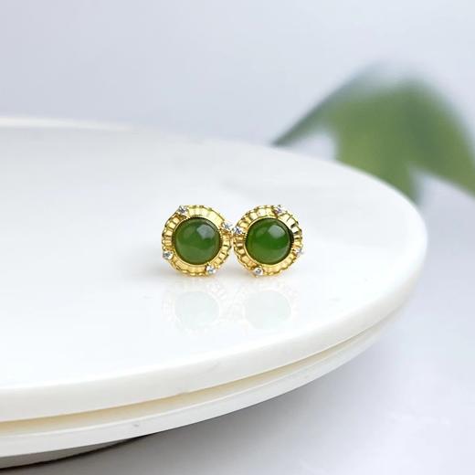 16166-S925碧玉耳钉 商品图0