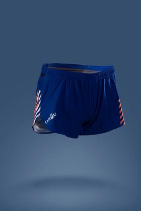 严素跑步运动短裤 三色斜纹 男/女竞速款 红白蓝三口袋 快干 轻量  严素态度