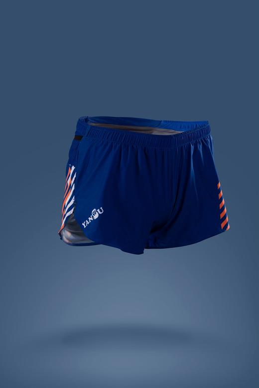 严素跑步运动短裤 三色斜纹 男/女竞速款 红白蓝三口袋 快干 轻量  严素态度 商品图0