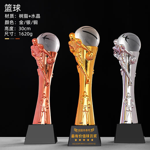 体育运动金属水晶奖杯定制员工团队学校学生友谊比赛篮球足球荣誉 商品图5