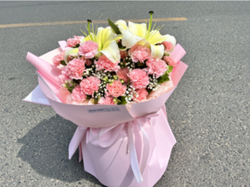 1支百合+19支康乃馨花束