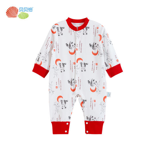 贝贝怡童装婴儿国风连体衣夏季薄款透气舒适纯棉短袖幼儿套头上衣231L2033 商品图4