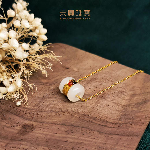 和田玉转运珠路路通项链金镶玉吊坠送S925纯银项链端午安康 商品图2