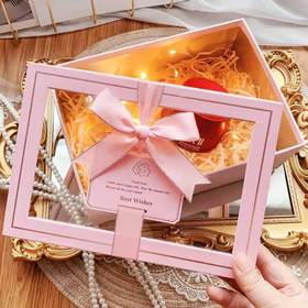 QT-长方形粉色透明盖  礼盒