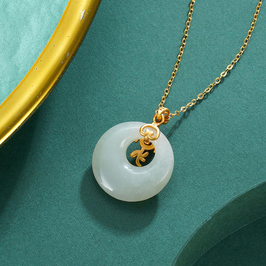 子佩集S925银【晴霞】和田玉套链项链【WSB7218】镀金国潮平安扣2306 商品图1