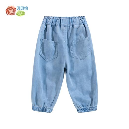贝贝怡女童柔软轻薄莱赛尔牛仔裤宝宝夏季新款束脚裤洋气宽松长裤 商品图5