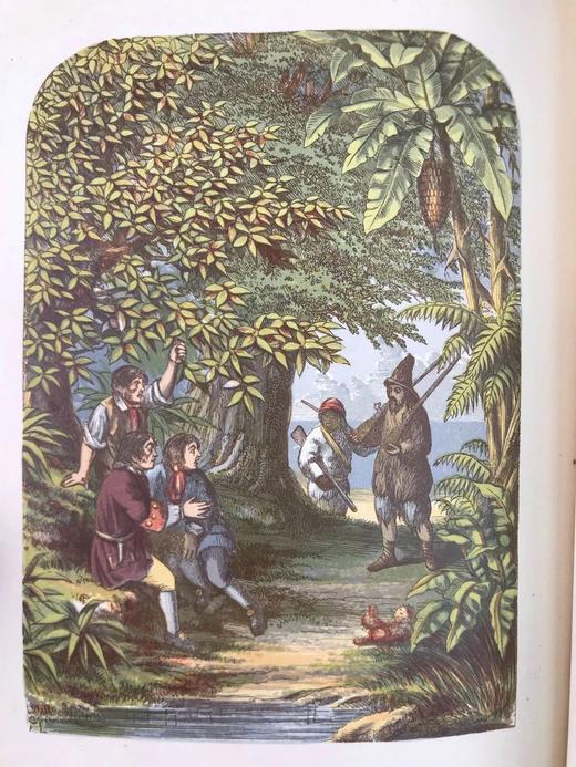 约19世纪后期 鲁宾逊漂流记 12幅彩色插图 漆布精装32开 商品图13