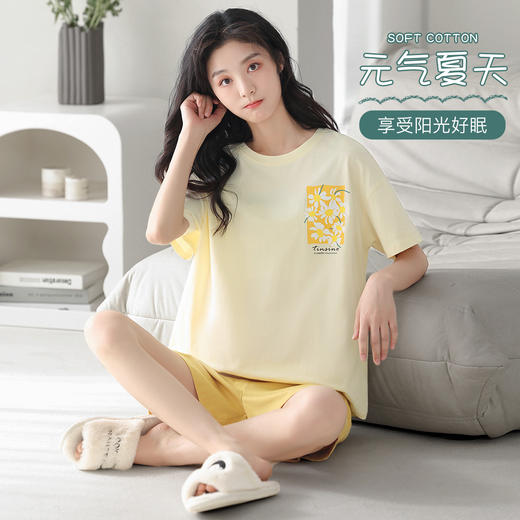 【清仓】【情侣款】【M-3XL】男女款夏季家居服套装纤丝鸟（60%棉） 商品图6