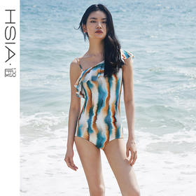 遐中小胸2023新款泳衣性感荷叶边单肩礼服连体高级感泳衣女夏