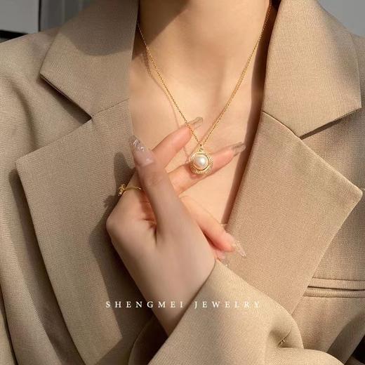 【品牌授权】轻奢珍珠项链耳环套装 明星同款珍珠项链耳环 礼盒+证书 商品图2