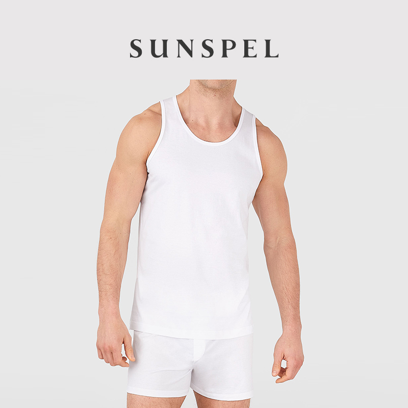 SUNSPEL男士春夏精纺长绒棉纯色打底背心经典舒适简约