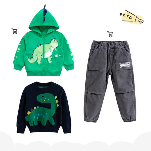 贝贝怡童装男童春秋款儿童针织套头毛衣中大童宝宝卡通休闲上衣231S3132 商品图5