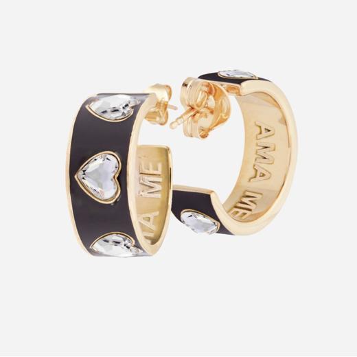 北京仓｜Acchitto-AMAME- 经典黑 密语 爱我 水晶 耳环［意大利设计师］ 商品图0