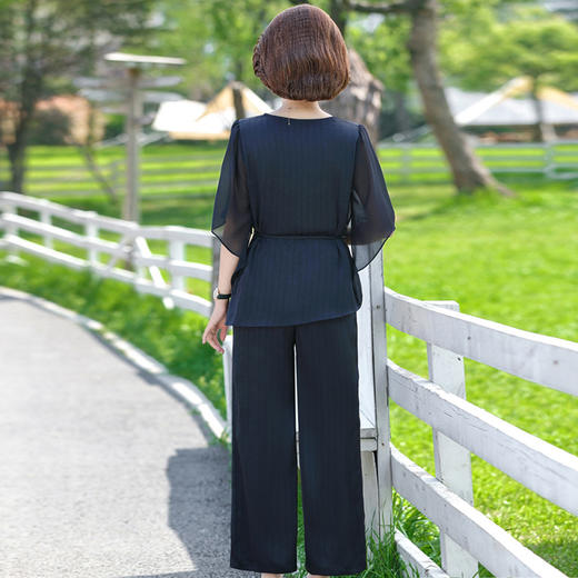 妈妈夏装雪纺上衣服阔腿裤中老年女装短袖两件套（货号 STY17513） 商品图3