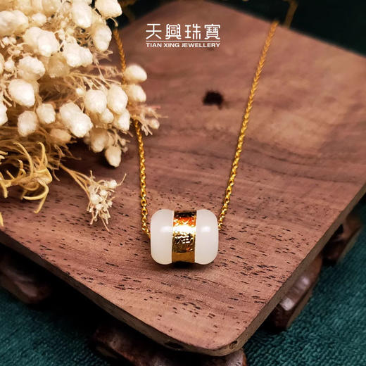 和田玉转运珠路路通项链金镶玉吊坠送S925纯银项链端午安康 商品图1