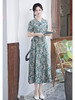 GX现代时尚改良新中式长款旗袍连衣裙2023夏新款低领日常旗袍大摆裙 商品缩略图1