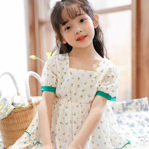 贝贝怡童装女童小清新短袖连衣裙夏季新款女孩纯棉碎花裙洋气裙子 商品图1