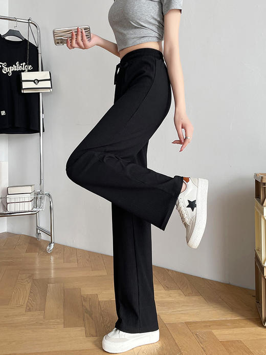 OLrain欧芮儿法式窄版阔腿休闲裤女夏季2023新款高腰直筒冰爽裤子 商品图1