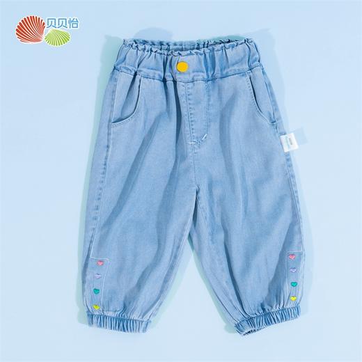 贝贝怡女童柔软轻薄莱赛尔牛仔裤宝宝夏季新款束脚裤洋气宽松长裤 商品图3