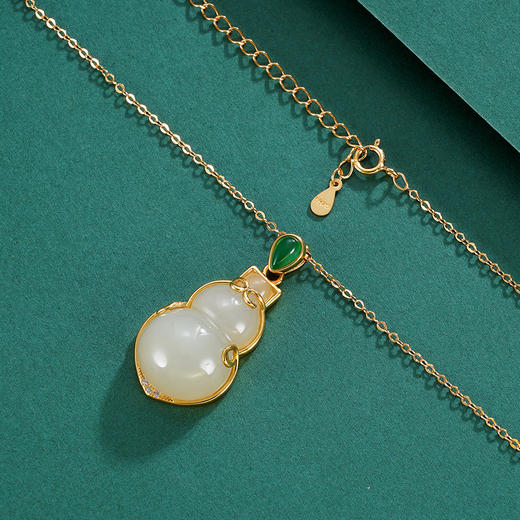 子佩集S925银【福禄长久】和田玉套链项链【WSB6813】镀金国潮葫芦（微瑕）2306 商品图2