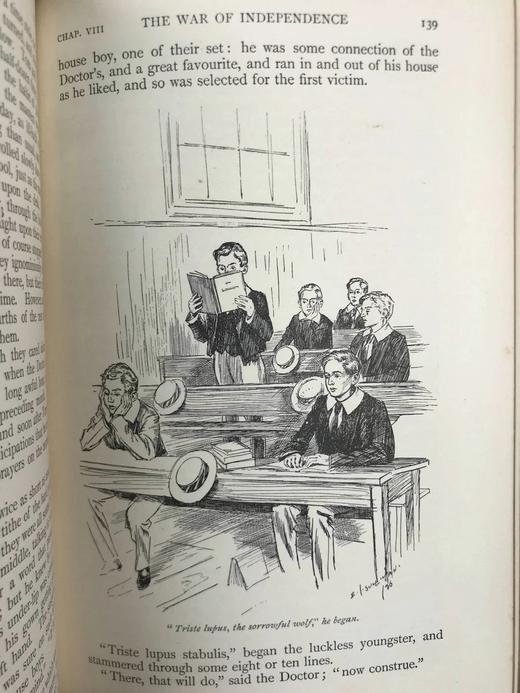 1897年 托马斯·休斯《汤姆·布朗的校园时光》 埃德蒙·苏利文约百幅精美插图 漆布精装32开 商品图6