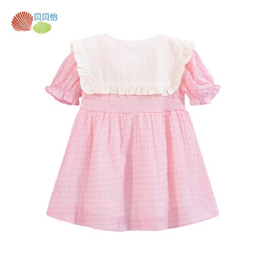 贝贝怡女童花边领短袖连衣裙优雅法式风公主蓬蓬裙女孩洋气裙子 商品图8