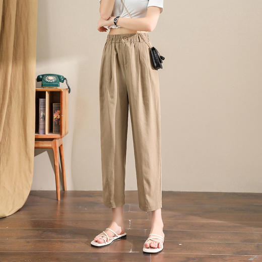 夏季薄款哈伦裤，宽松女裤棉麻九分裤高腰亚麻休闲裤小个子裤子KQL-322H8953 商品图4