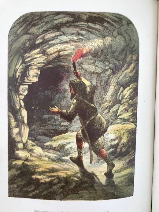 约19世纪后期 鲁宾逊漂流记 12幅彩色插图 漆布精装32开 商品图5