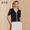 EITIE爱特爱设计感撞色V领修身显瘦基础简约短袖针织衫夏新款B01116 商品缩略图0