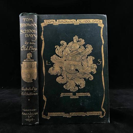 1897年 托马斯·休斯《汤姆·布朗的校园时光》 埃德蒙·苏利文约百幅精美插图 漆布精装32开 商品图0