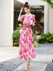 气质优雅，法式浪漫不规则V领收腰显瘦圆环长裙连衣裙HR-WW23399 商品缩略图2