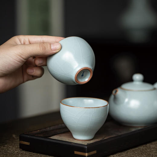丰子汝窑 初圆杯2入 茶杯单杯手工汝瓷茶具陶瓷开片品茗杯初圆对杯 商品图3