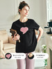 OLrain欧芮儿法式黑色短袖T恤女夏季2023新款宽松爱心珠片绣上衣 商品缩略图1