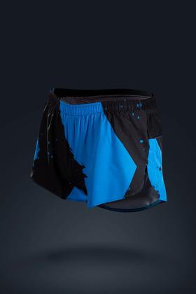 严素跑步运动短裤 蓝黑箭头 男女通用竞速款 三口袋 快干 轻量  严素态度