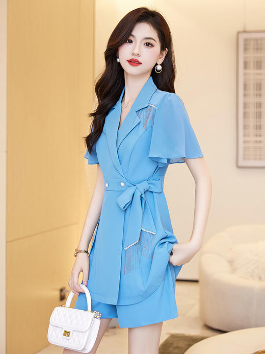 简约时尚，气质干练套装西装领收腰显瘦三分裤两件套HR-WHA90069 商品图4