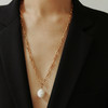 OKBA60272真金电镀欧美法式小众轻奢巴洛克珍珠长款项链毛衣链 商品缩略图1
