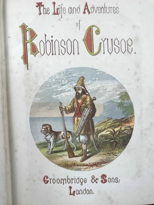 约19世纪后期 鲁宾逊漂流记 12幅彩色插图 漆布精装32开 商品图3
