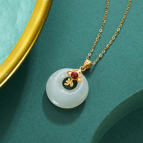 子佩集S925银【晴霞】和田玉套链项链【WSB7218】镀金国潮平安扣2306