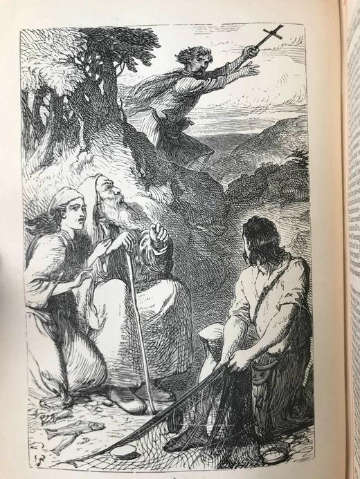 约19世纪后期 司各特诗集 约8幅精美插图 漆布精装32开 商品图8